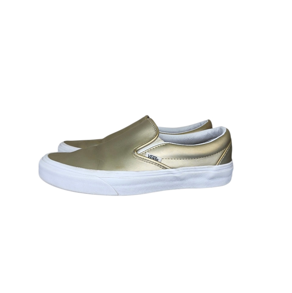 Vans Clasic Slip On Muted Metallic Gold True White Size Mens 7.5 Womens 9 - Picture 1 of 14
